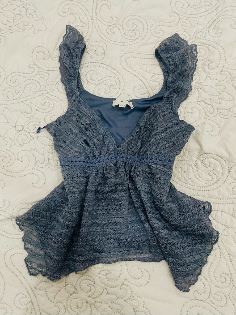 la Peche Lace Camisole Blue Size Small